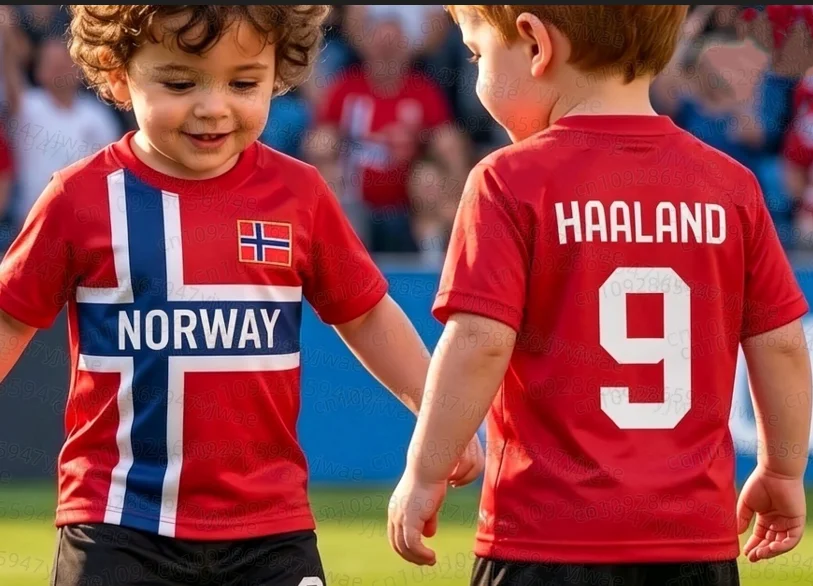 26 Jungen HAALAND Nr. 9 Fußballtrikot T-Shirt Shorts Set Kinder Norwegen Fußballfans Shirt Shorts Set Kinder Trainingsanzug 2-teiliges Set – Detail 11