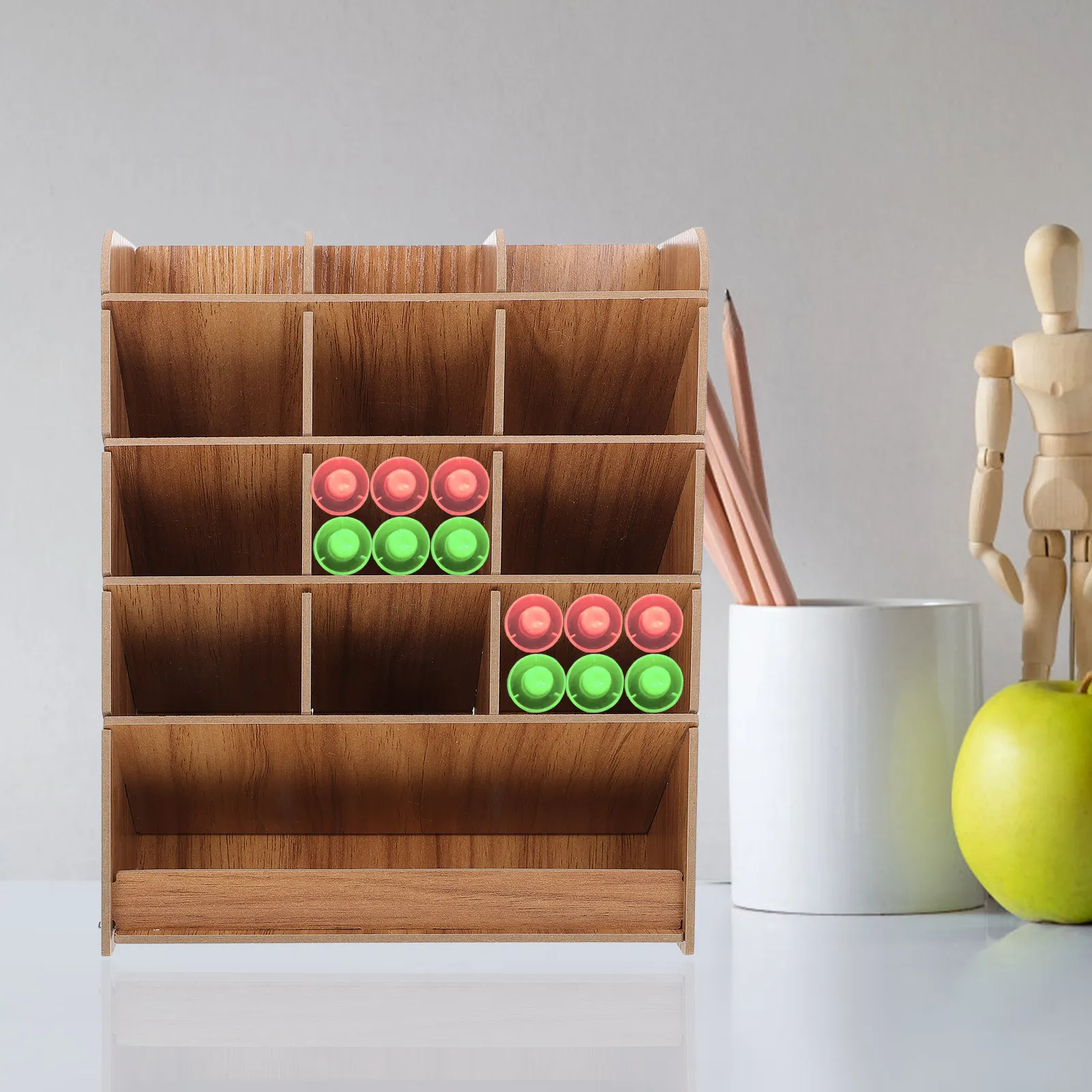 

Многофункциональный деревянный держатель для ручек с большой вместимостью, настольный органайзер для ручек, маркеров, ножниц, скрепок, резинок