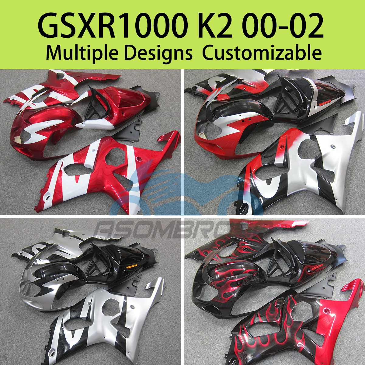 GSXR 1000 2000 2001 2002 ABS Plastic Fairing Kit for SUZUKI GSXR1000 K2 00 01 02 Customizable Motorcycle Full Fairings