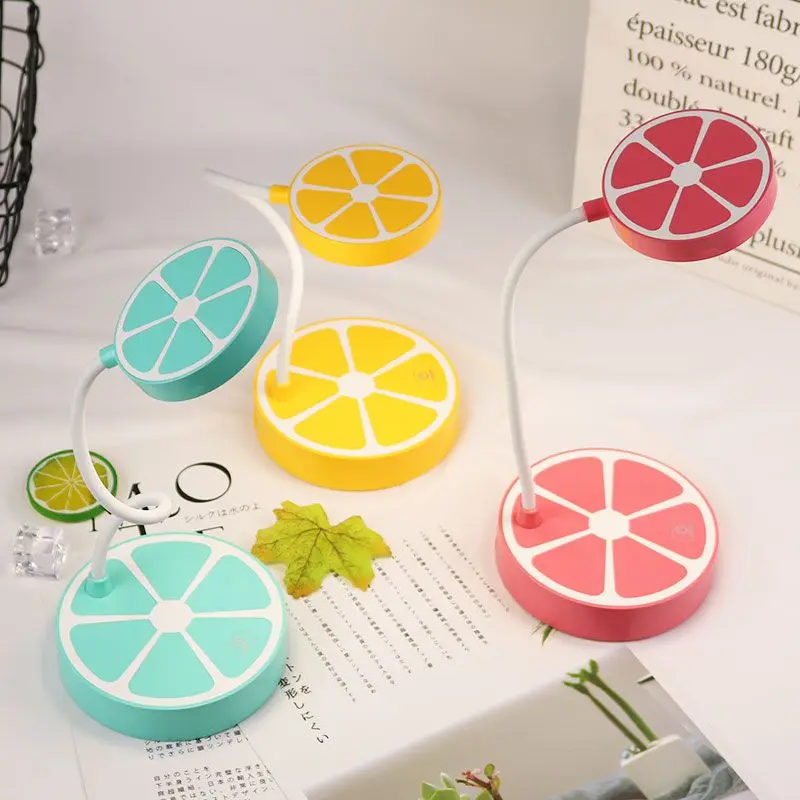 Lampe de bureau tactile LED créative, fruit, citron, protection des yeux, apprendre, chargement USB, petite lampe de bureau