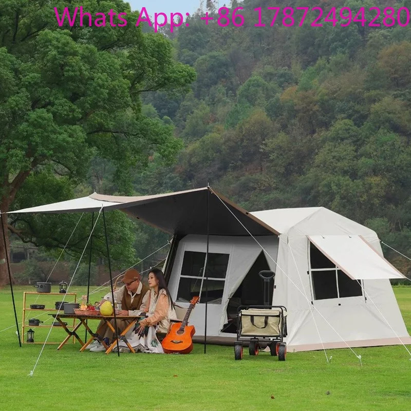 Outdoor large canopy automatic tent camping rain and sun protection camping equipment titanium vinyl thickened