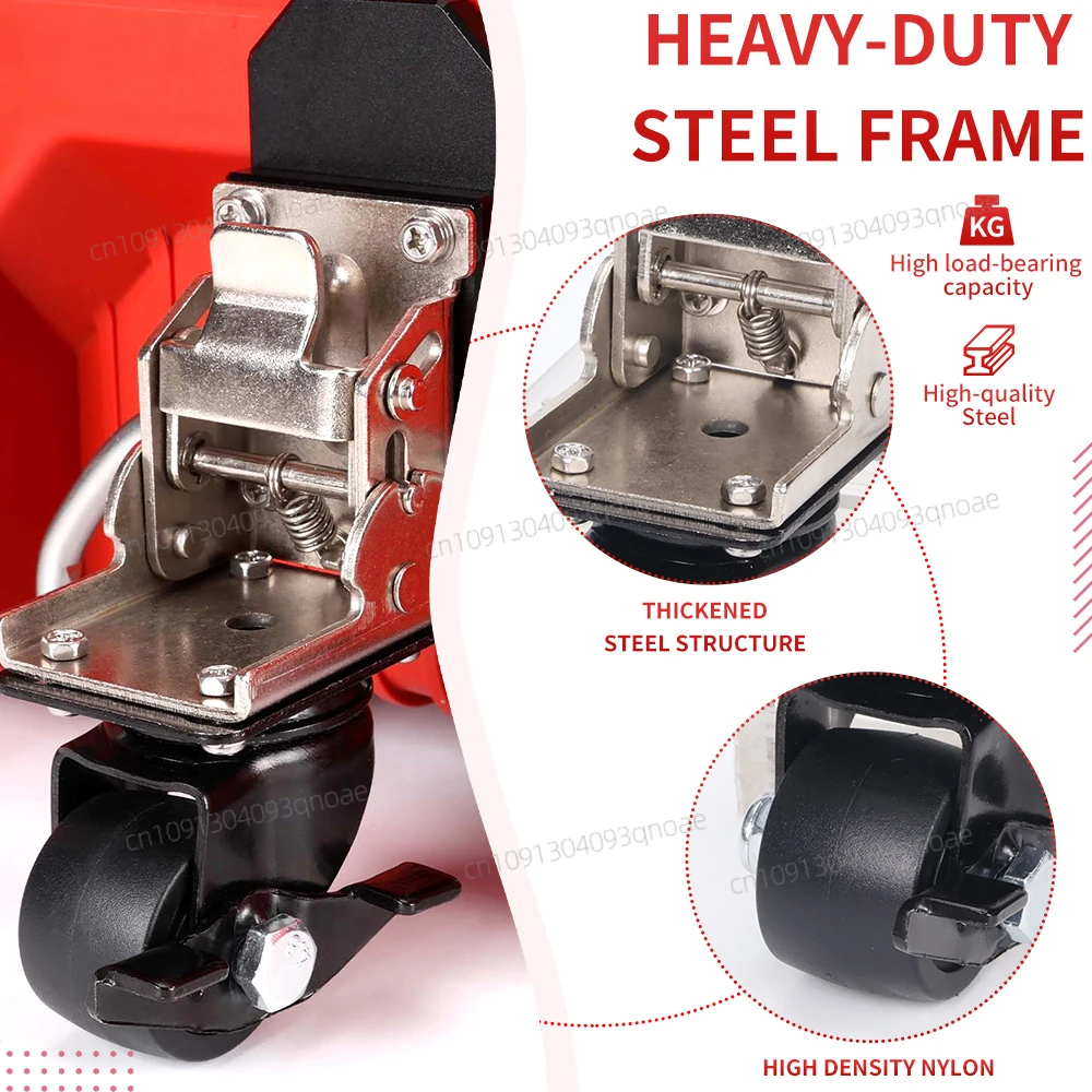 Steel Construction Front Wheels Packout Rolling Tool Box Caster Wheel Effortless Sliding Smooth Navigation Foldable Design