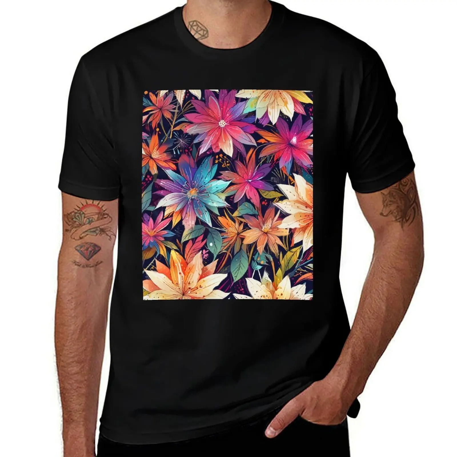 

Energy Flower Art T-Shirt gifts for boyfriend oversize t-shirts man vintage t shirts clothing for men