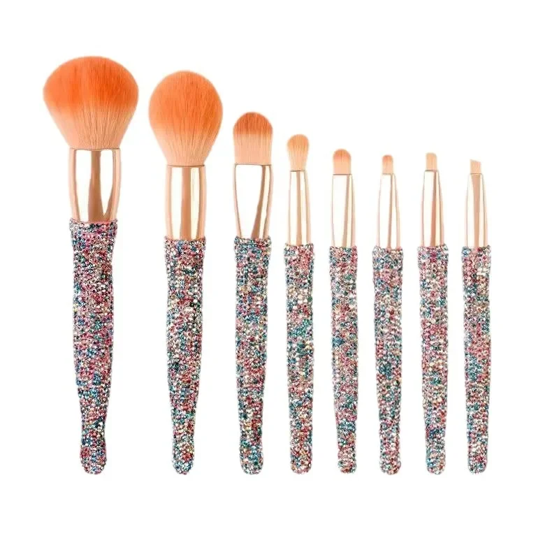 Makeup Brushes Set Professional Luxury Diamond Makeup Eyeshadow Blush Foundation 8 Pcs Brush Holder For Make-up Wholesale