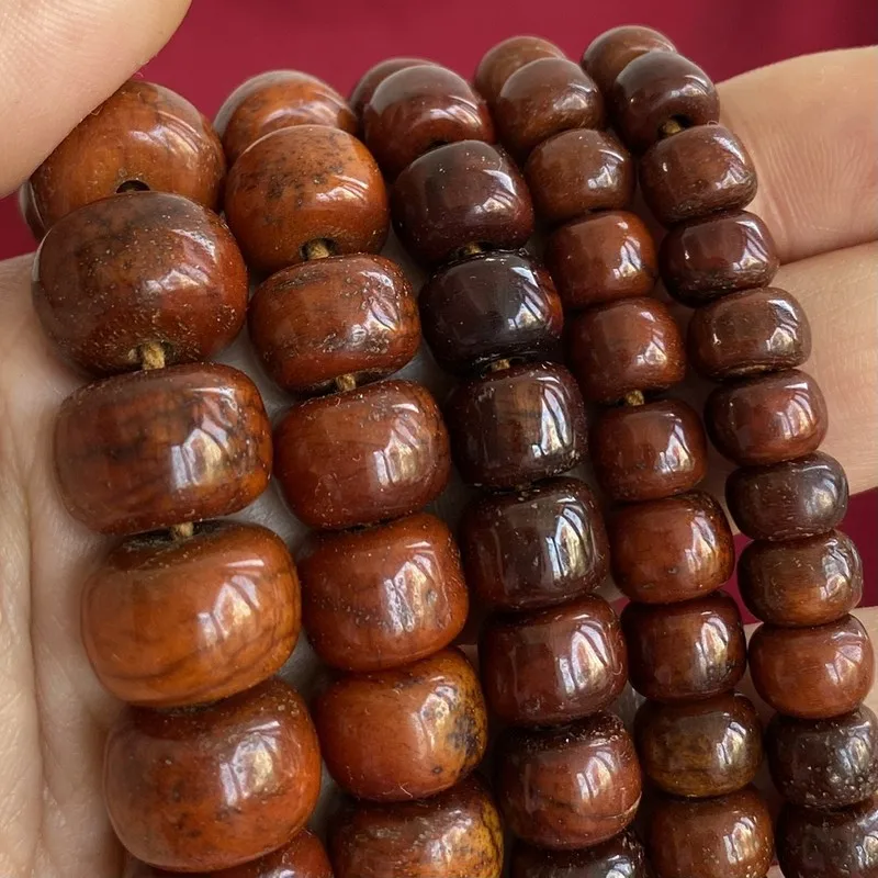 Tibetan yak bone beads with gold thread and sand grain, 108 beads with Buddhist scripture inscriptions, pendant-style textured b