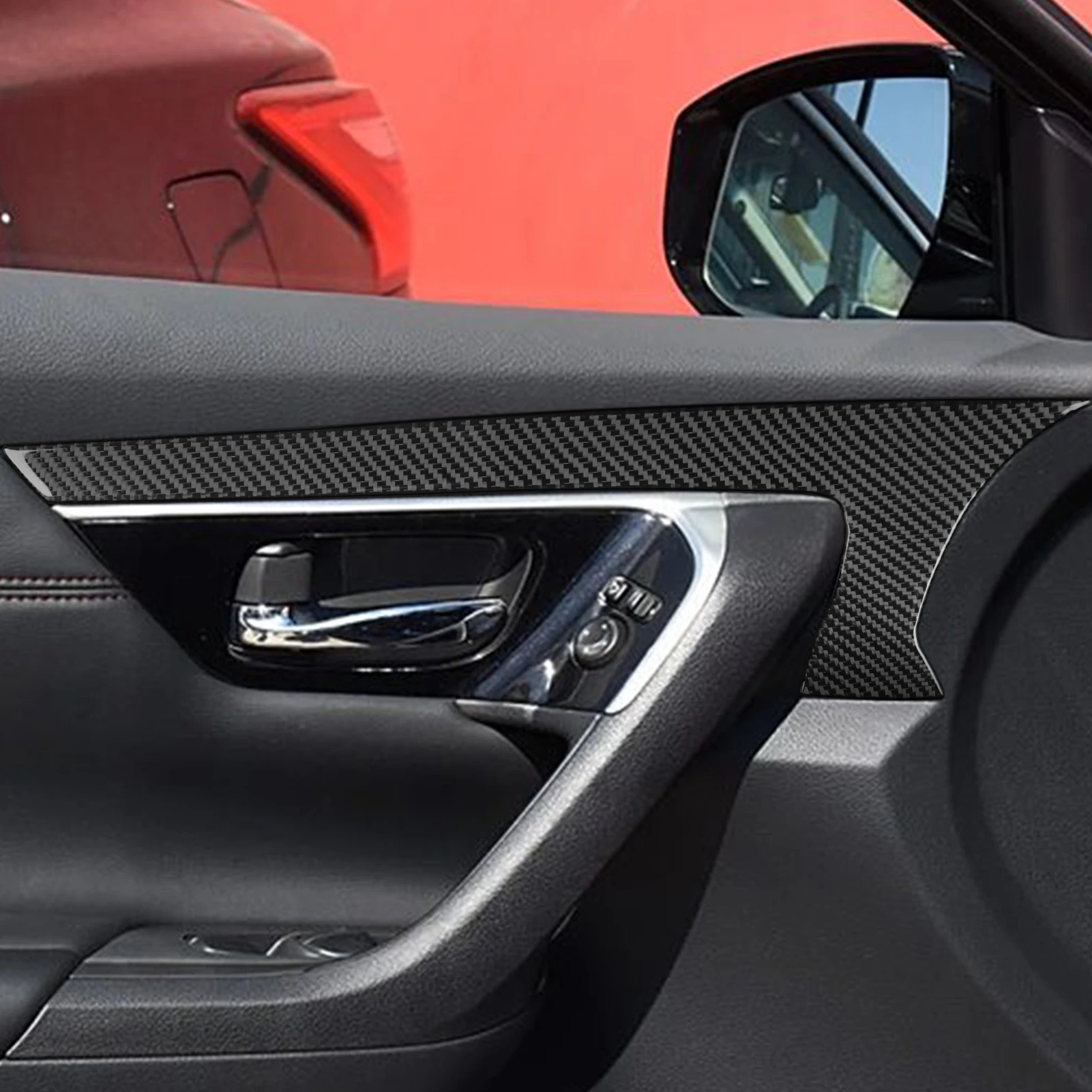 Real Carbon Fiber Car Accessories Front Door Panel Soft Cover Sticker For Nissan Altima/Teana L33 2013 2014 2015 2016 2017 2018