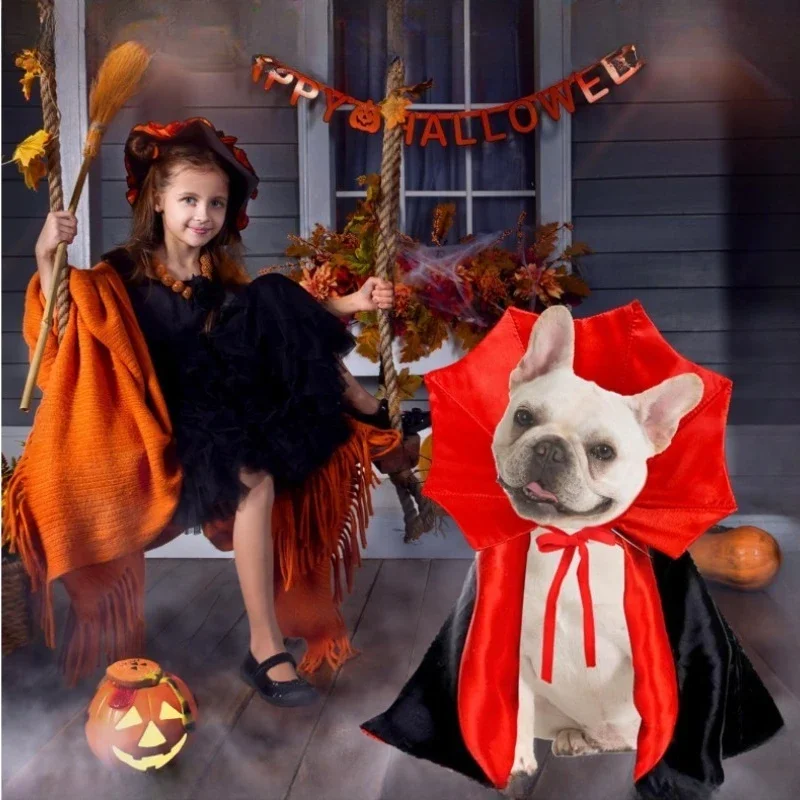 Decoración de Halloween, disfraz de capa de vampiro para mascotas con alas de murciélago, diseño de cierre táctil ajustable para cachorro, gatito, perro, gato, fiesta de Cosplay