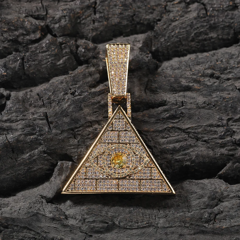 

Pyramid Eyes Bling Bing Iced Out Pendant Necklace Rock Rapper Fashion Hip Hop Jewelry BP269