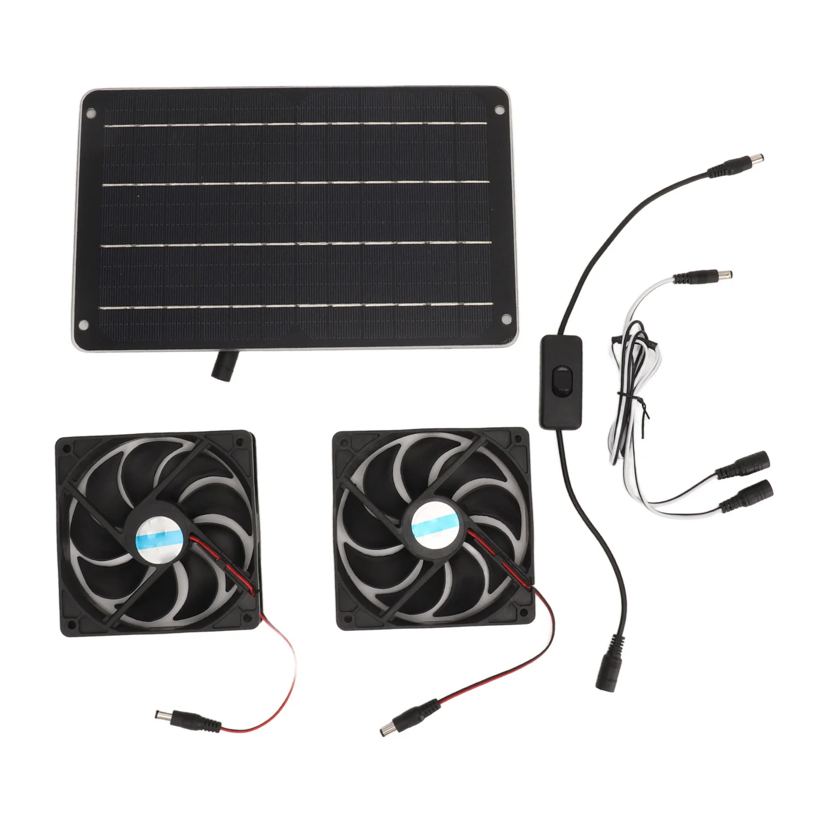 Solar Powered Dual Fan com Interruptor, Dissipação de Calor, Ventilação, Fan Kit, 20W, Fit for Chicken House, Estufa, Dog House