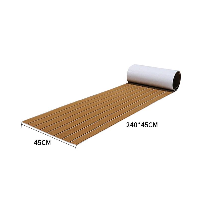 4 Pcs 6MM Self Adhesive EVA Foam Teak Sheet Marine Boat Yacht Synthetic Decking Foam Floor Mat Flooring Brown 240X45cm