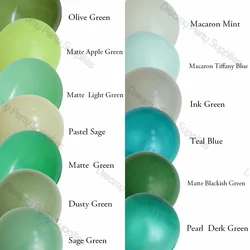 Guirxiété de ballons en arc pour fête d'anniversaire, turquoise, olive, sauge, eau, vert, fête préChristophe, baptême, décor de baptême, 5 