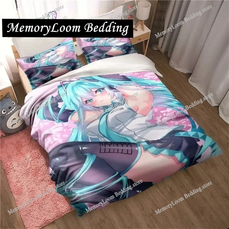 

Japanese Kawaii Anime Miku Bedding Set Single Twin Full Queen King Size Bed Set Aldult Kid Bedroom 3D Print Home Textileextile