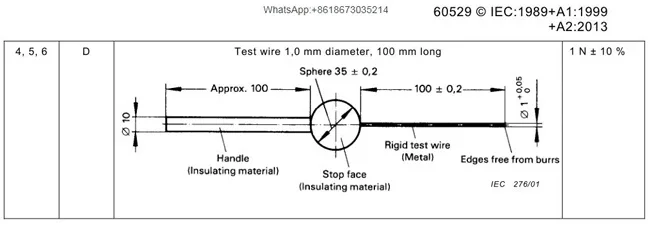 IP4X test probe with 1N thrust Type D test probe with thrust LX-IP40T