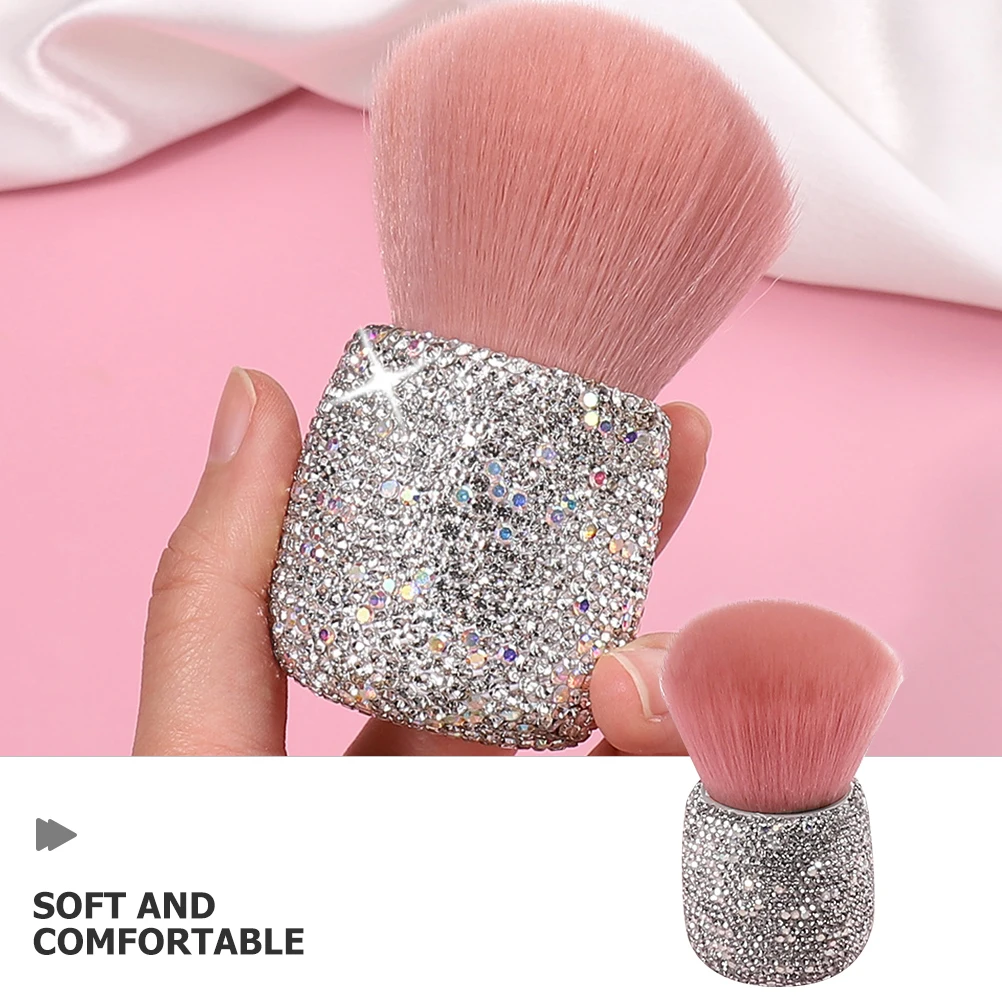 Pilzkopf-Make-up-Pinsel, rosa Strass-Griff, tragbarer Puder-Rougepinsel für die Reise, Gesicht, Mineraleinstellung, Puderanwendung