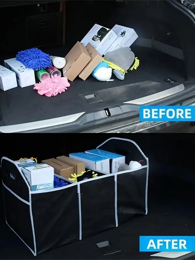 حقيبة تخزين ذات سعة كبيرة، حقيبة تخزين أوتوماتيكية مقاومة للماء قابلة للطي مع 3 أقسام، لسيارات الدفع الرباعي والشاحنات والشاحنات والسيان واليد المقواة