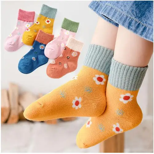 5pairs Children Sock Breathable Sports Girls Boys Sokcs Unisex Cotton Stripe Kids Socks 0 to 6 Year