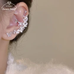 Earrings for Women French Superflash Zircon Butterfly Ear Bone Clip Light Luxury Earpiece Single Silver Needle Jewelry Set