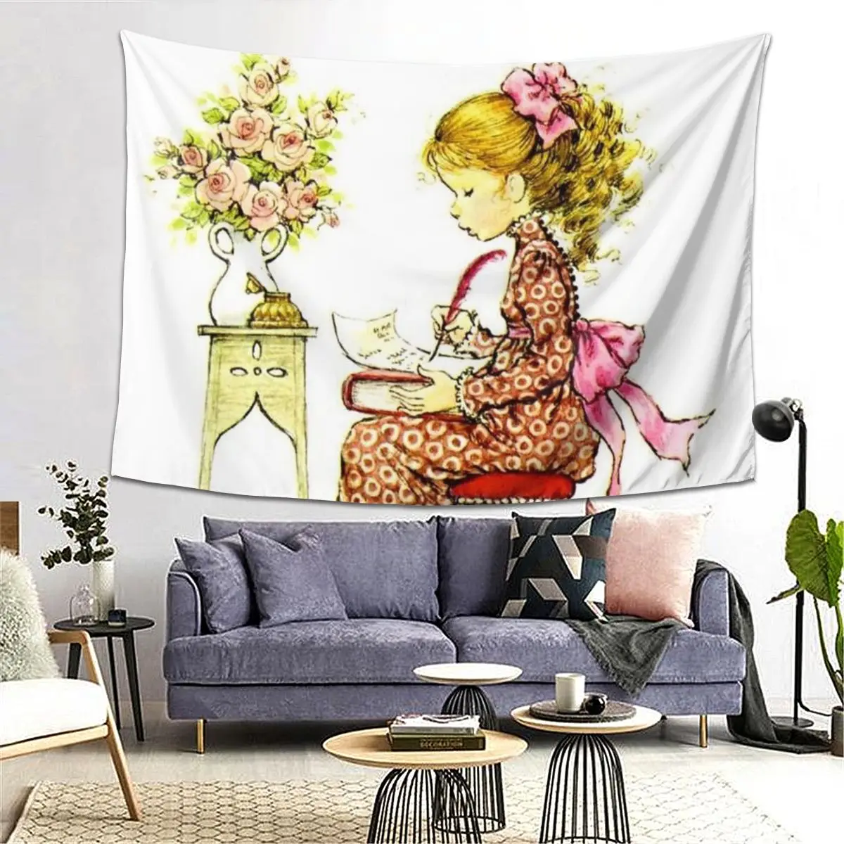 Sarah Kay Swing Girl Tapestry Decor Art Aesthetic Tapestries for Living Room Bedroom Home Wall Cloth Wall Hanging