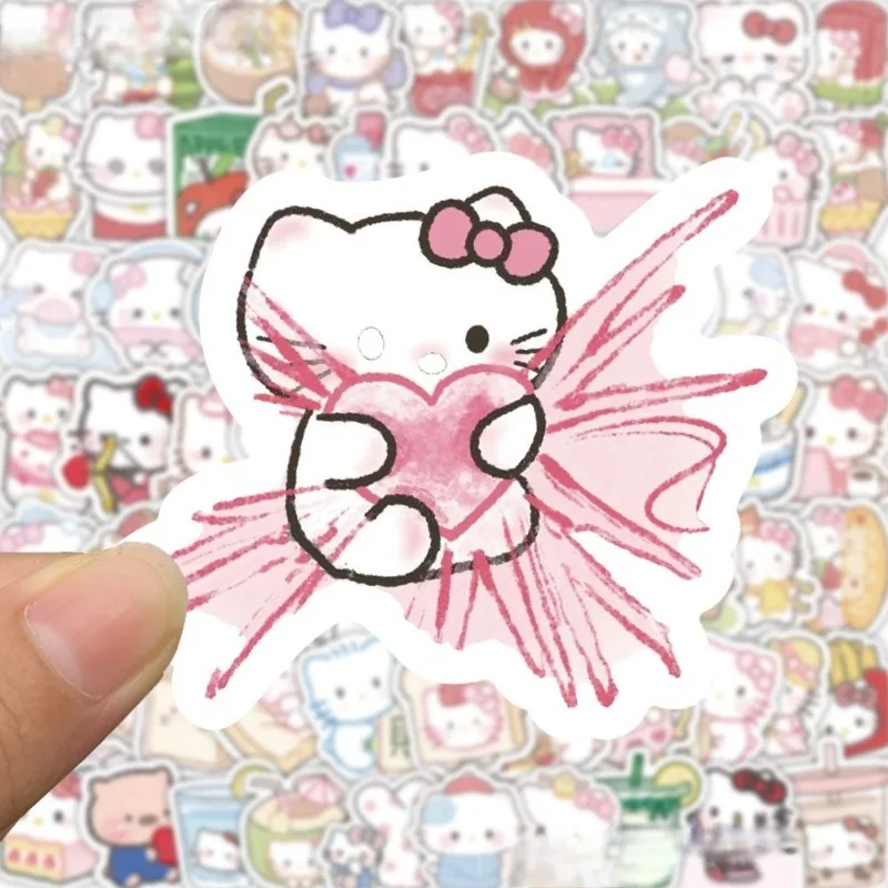 100PCS Kawaii Sanrio HelloKitty Stickers Cartoon Decals Kinderen Speelgoed DIY Telefoon Notebook Bagage Gitaar Waterdichte Sticker Decor