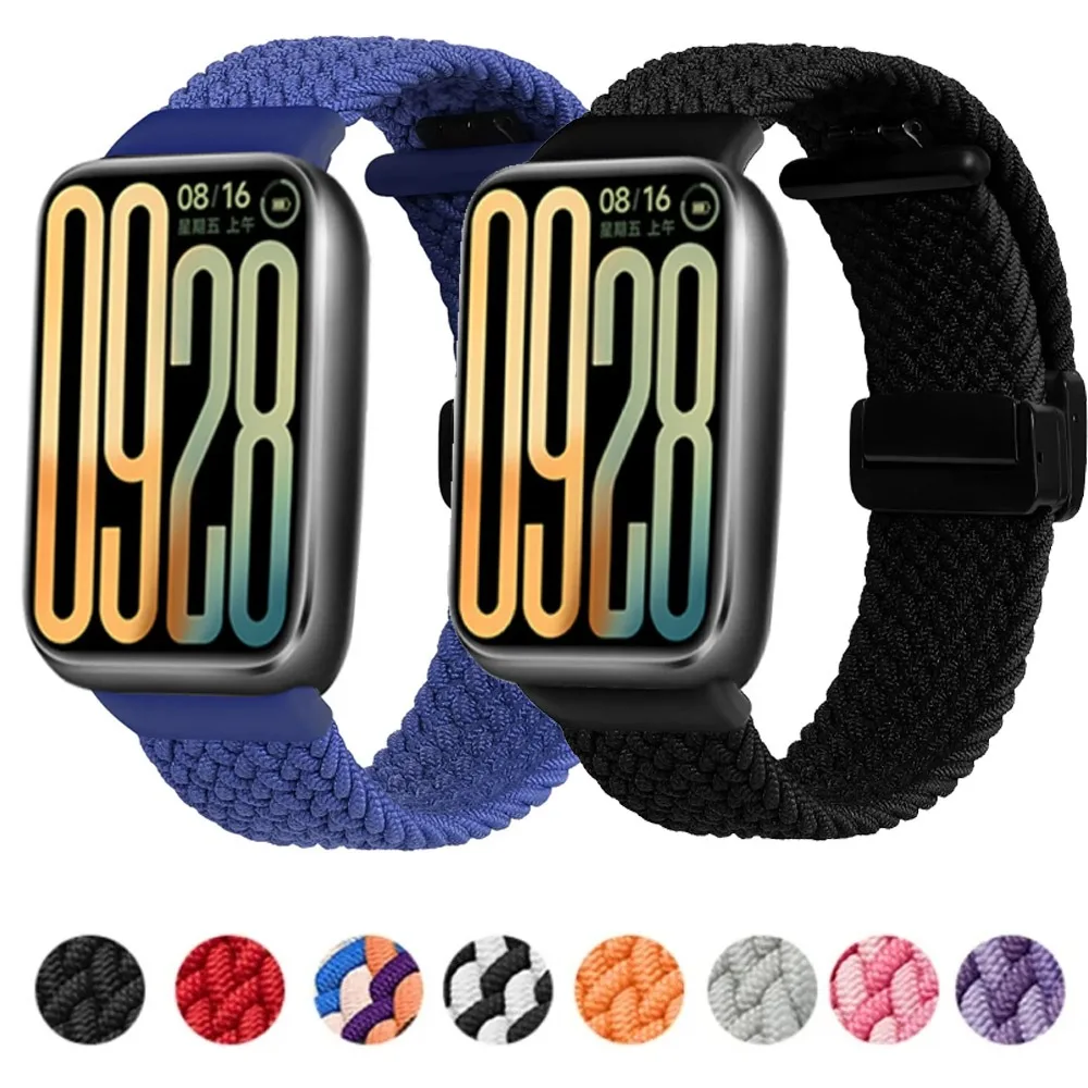 Nylonarmband für Xiaomi Band 8 Pro/9 Pro, magnetische Schnalle, geflochten, bequemes Armband für Redmi Watch 4/5, Zubehör-Armband