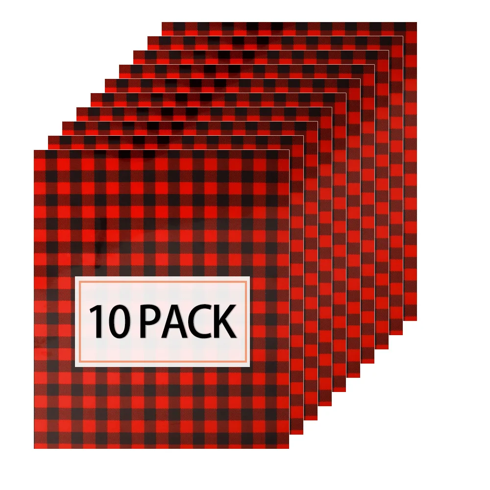 Heat transfer vinyl HTV plaid leopard print classic Christmas plaid ironing vinyl suitable for T-shirts 10 sheets HTV vinyl suit