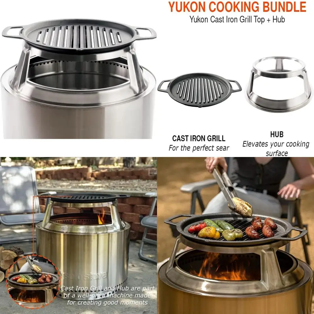 

Чугунная верхняя часть гриля Yukon и концентратор, аксессуар для костра из нержавеющей стали, 8-дюймовый приподнятый гриль для одиночной печи Yukon