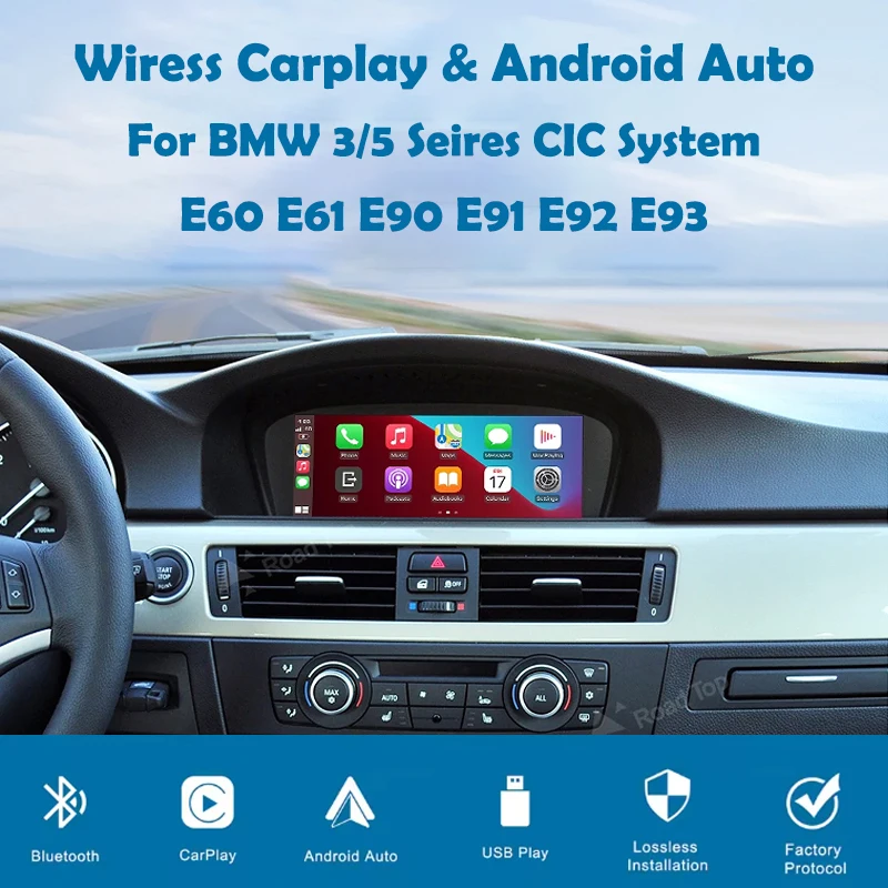 

Car Wireless Carplay Android Auto For BMW 3/5Series E60 E61 E90 E91 E92 E93 CIC System Mirror Link AirPlay Reverse Camera