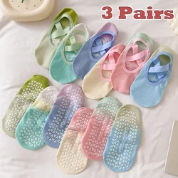 3 Pairs Gradient Non-slip Yoga Socks for Women No-show Pilates Socks Floor Socks Sport Training Fitness Barre Dance Grip Socks