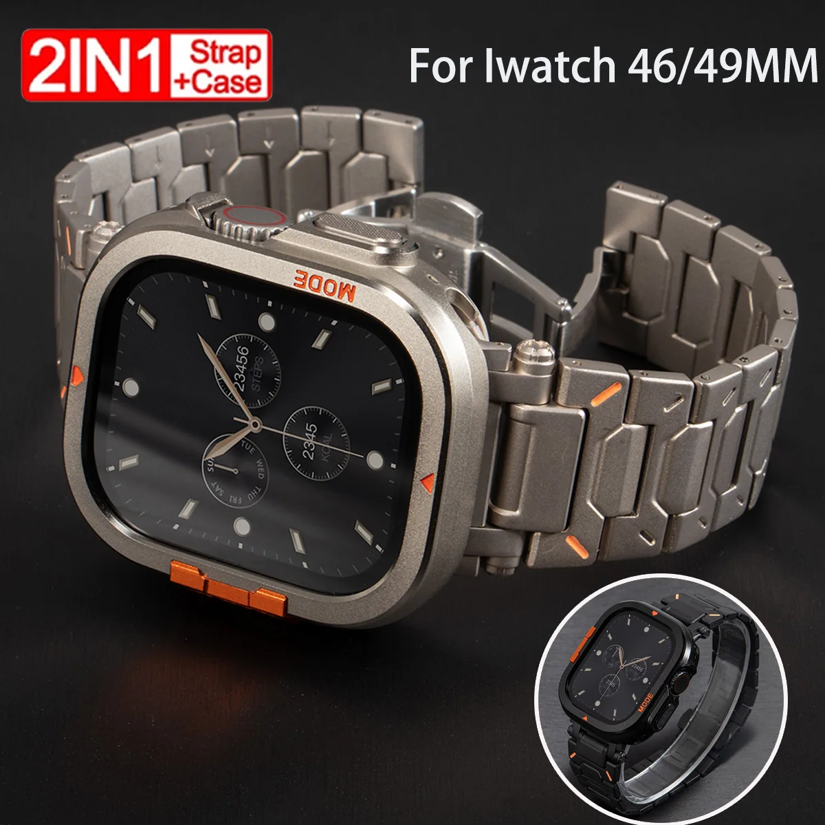 Man Luxury Case + Strap Kit for Apple Watch Ultra 3 2 1 49MM S 11 10 46MM Metal Band Protective Cover Bumper for Iwatch  49/46mm