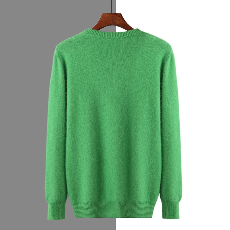 100% visone Cashmere maglione uomo autunno e inverno o-collo Pullover spesso coda di pavone fiore maglione di grandi dimensioni Casual top in maglia