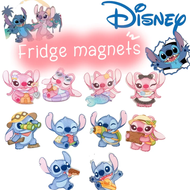 Stitch Angel cartoon cute creative personality cute kawaii high value acrylic magnetic peripherals refrigerator magnet ornaments