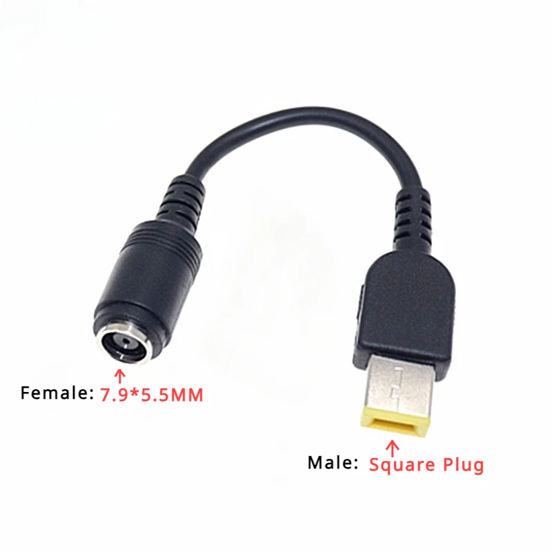 1/5/10Pcs Laptop Adapter Cable Square male To 5.5*2.1mm 5.5*2.5mm 7.9*5.5mm Female DC Power Charger Converter Cord for Lenovo hp