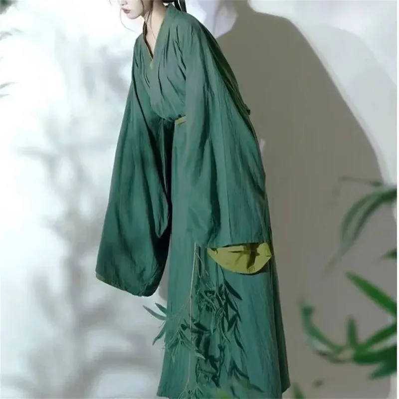 Vestido Hanfu chino antiguo para mujer, disfraz de Hada de Carnaval de Halloween, vestido de gasa verde, traje Tang Hanfu de talla grande