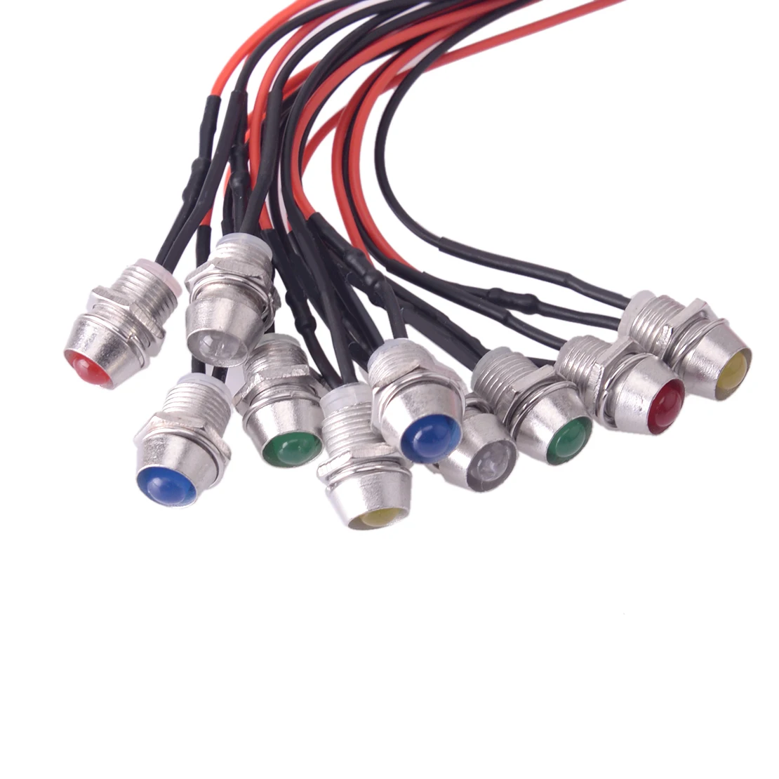 

10Pcs 8mm LED Indicator Light Pilot Dash Panel Warning Single Lamp For Car Boat Truck Marine 5 Color