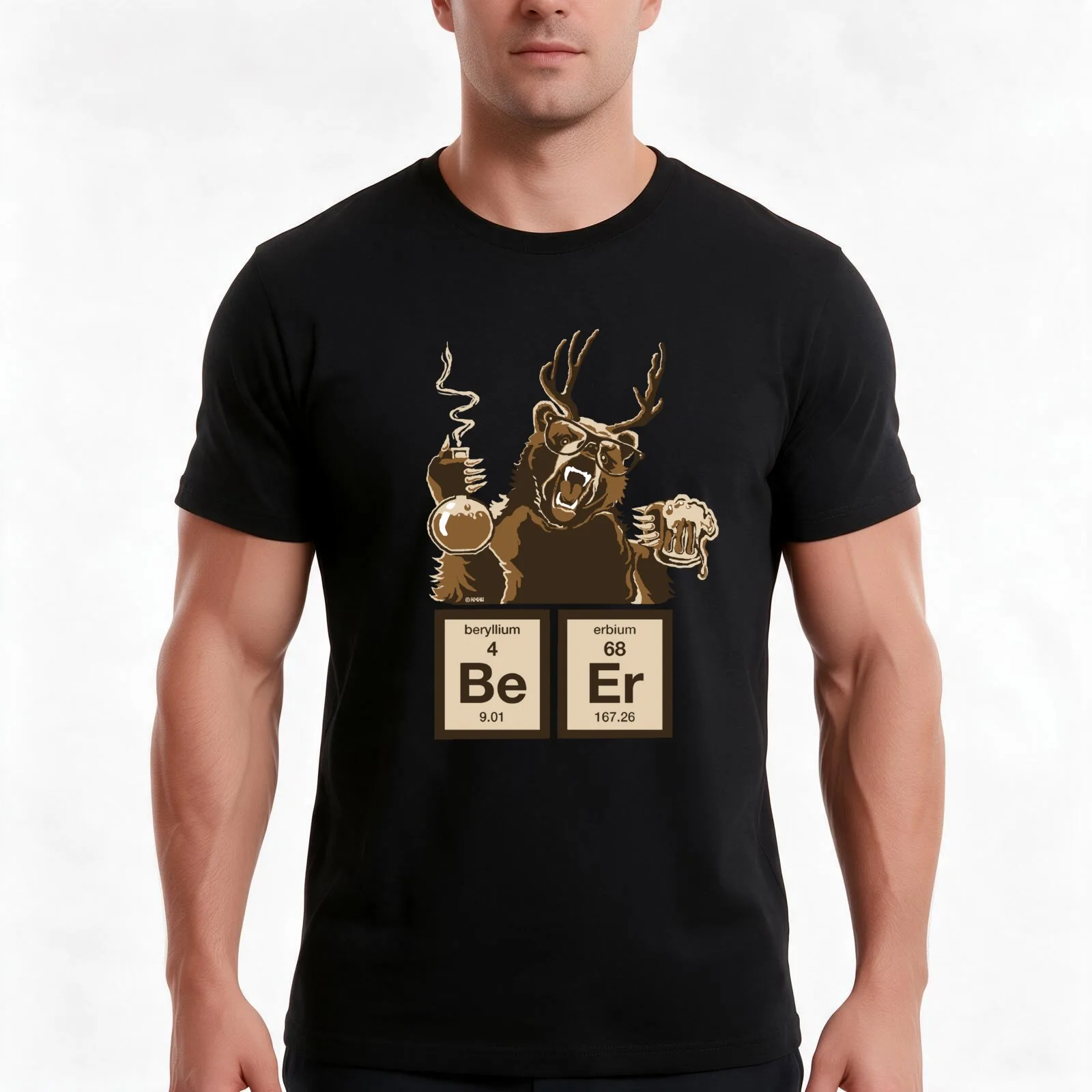 Chemistry bear discovered beer T-Shirt Summer Casual Cotton Tee Oversized Streetwear Tops Vintage Graphic Print 100% Cotton