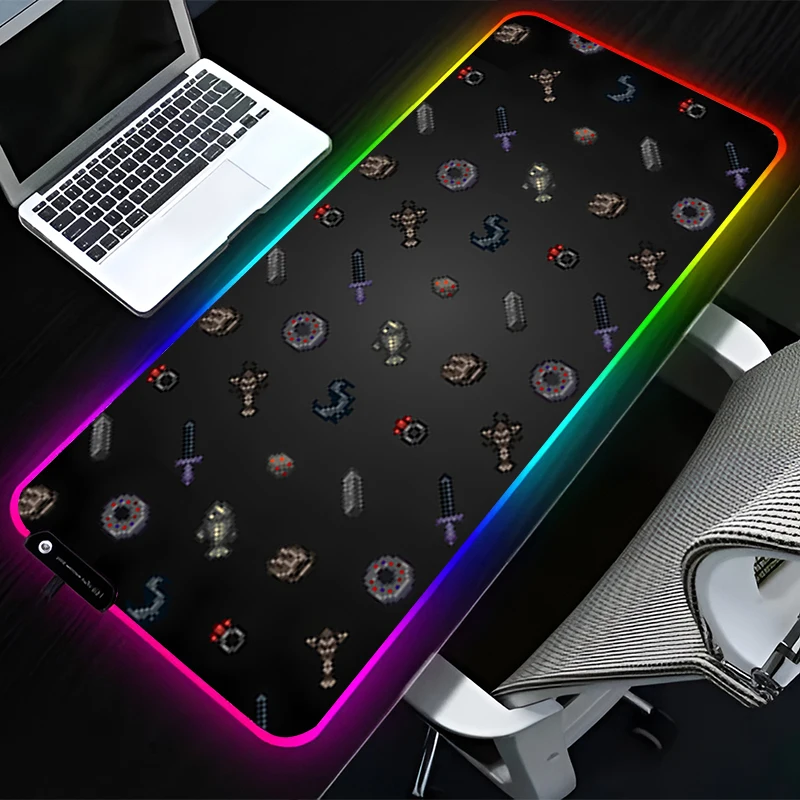 

RGB LED Mouse Pad Rubber Mousepad Extended Pad PC Accessories Desk Mat Non Slip Gaming Mats Office S-stardew Valley Keyboard Pad