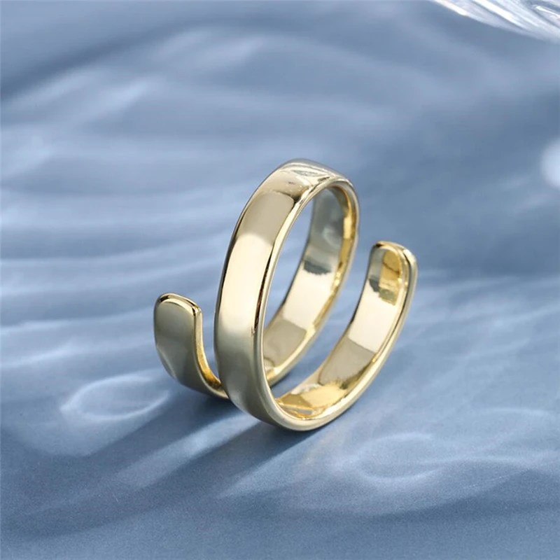 Double Layer Cute Cool 925 Sterling Silver Resizable Opening Ring For Women Luxury Jewelry RI954