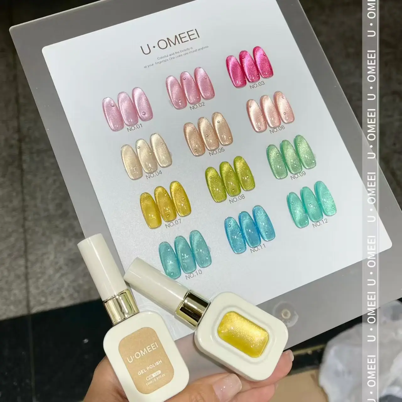 UOMEEI 12 Colors Multicolor Nail Gel Set 2026 New High Quality Long Lasting Non-toxic UV Gel for Nail Salon Wholesale