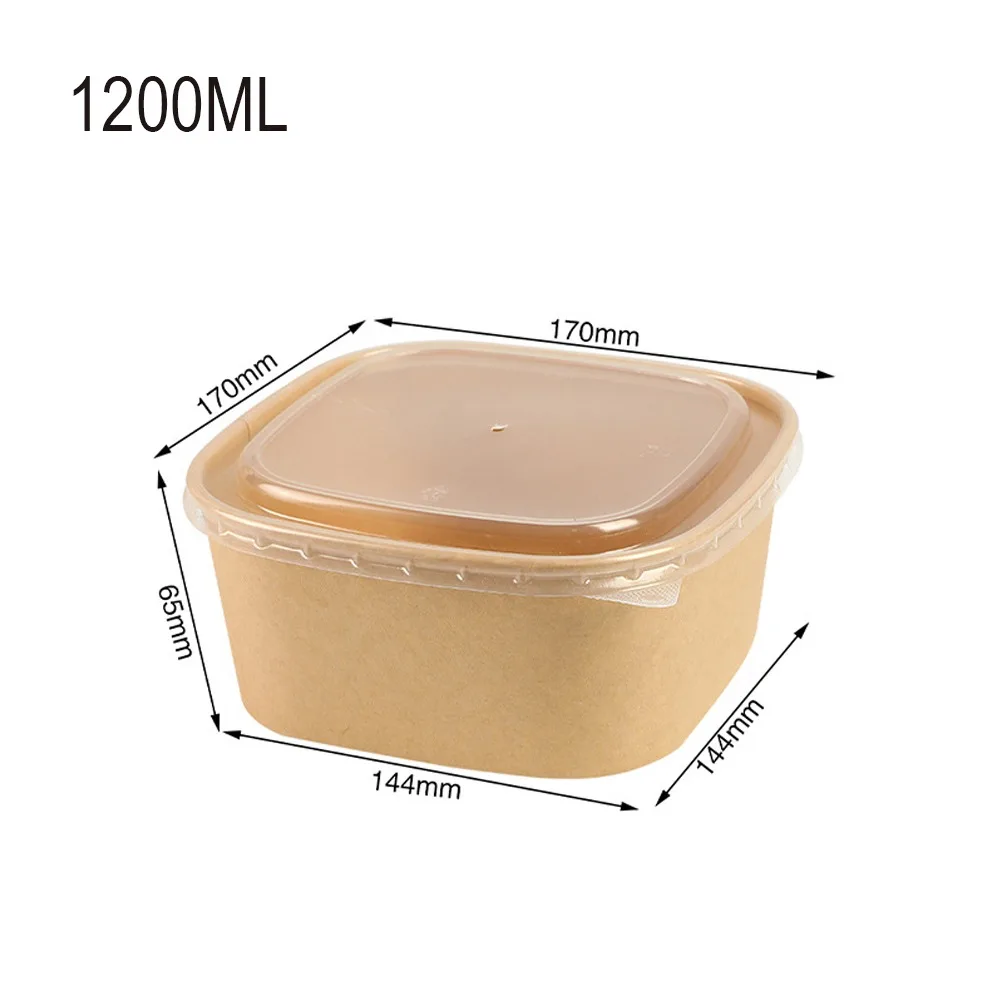 

10pcs/set Kraft Paper Lunch Box Disposable Leakproof Bento Boxes with Lid Large Capacity Takeout Box for Kitchen Accessories