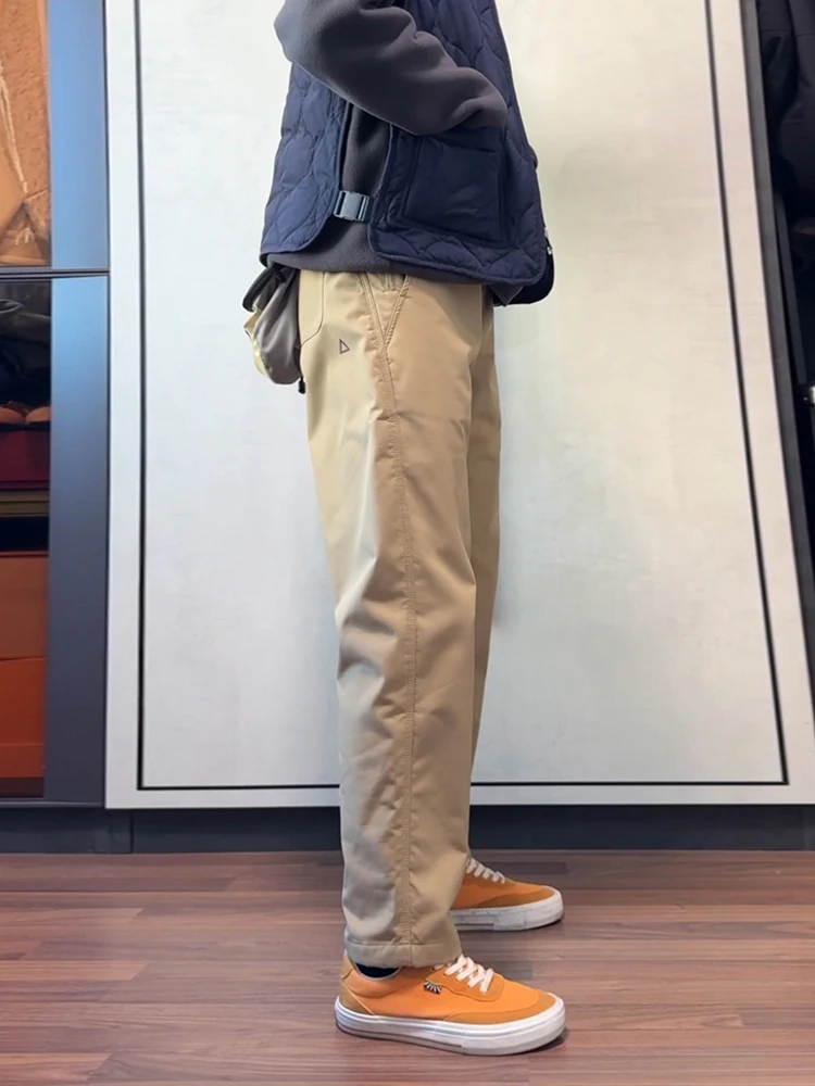 

Men's Winter Outdoor Waterproof Fce Lined ell Pants Climbing Trousers Windproof Trousers American Workwear Khaki Color