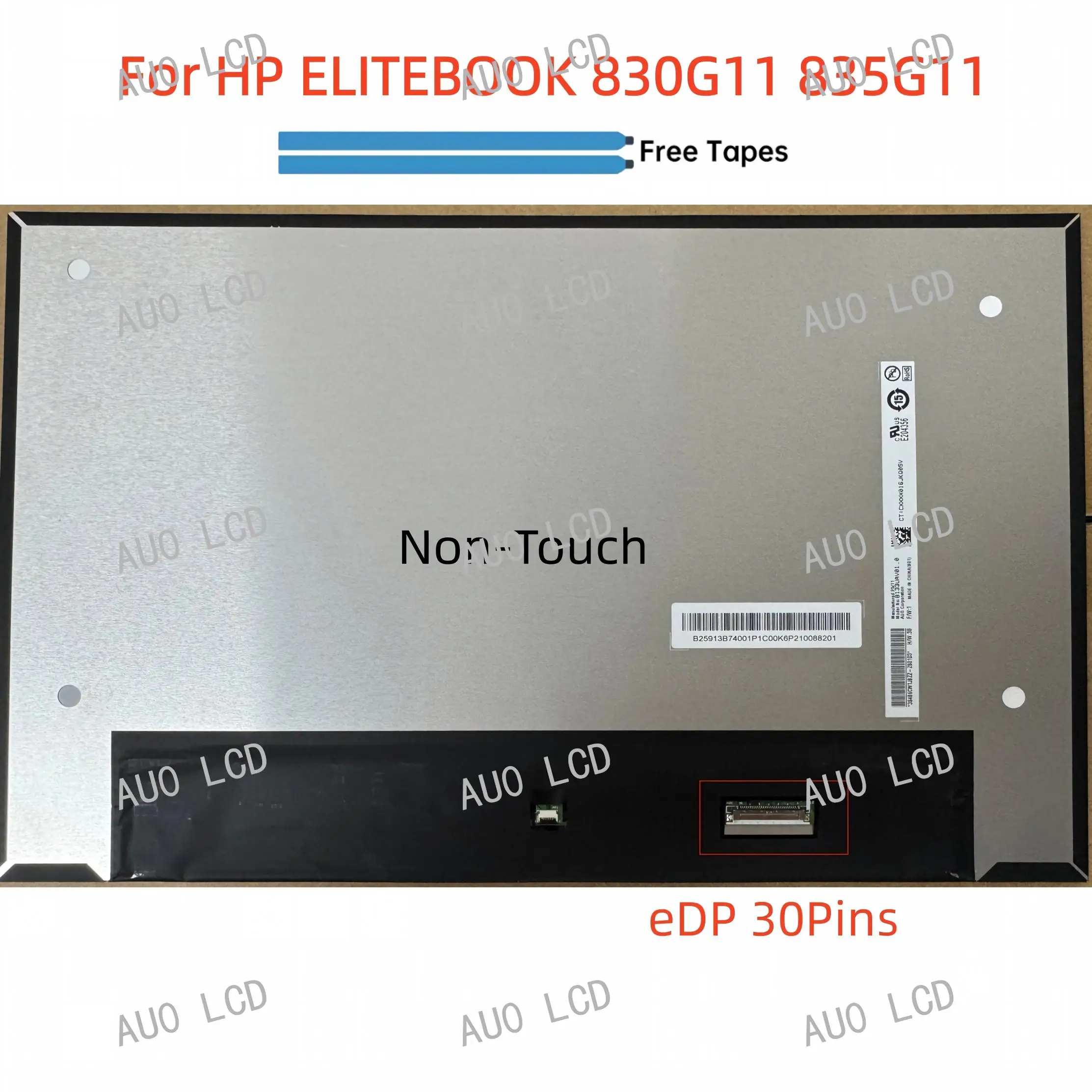 B133UAV01.0 For HP ELITEBOOK 830G11 835G11 13.3 inch Laptop LCD Screen Display Panel Replacement eDP 30Pins Non-Touch