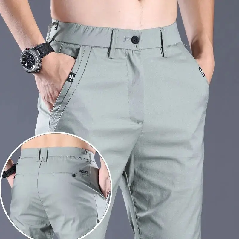 Soziale Schneiderei männliche Anzug hose Baumwolle grau gerade Business chinesische Homme Hosen Herren Sommer hose klassisch dünn lässig bis