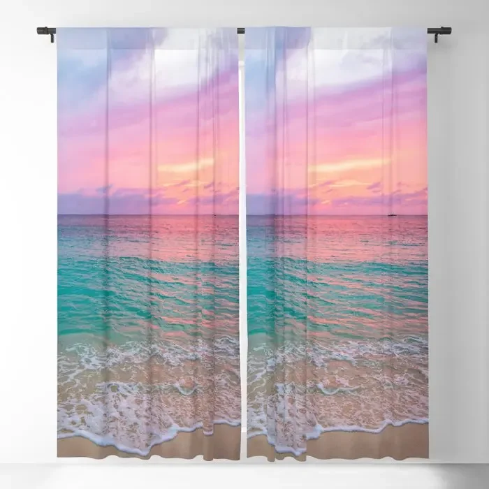 

Beautiful Sunset Coastal Seashore Blackout Curtains 3D Print Window Curtains for Bedroom Living Room Decor Window Treatments