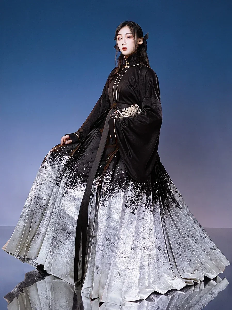 Guofeng-Jupe Visage de Cheval Noir, 3 Styles, Pendule 6 Mètres, Zhijin, Système Ming, 03/Hanfu, Robe Style Chinois, Automne et Hiver