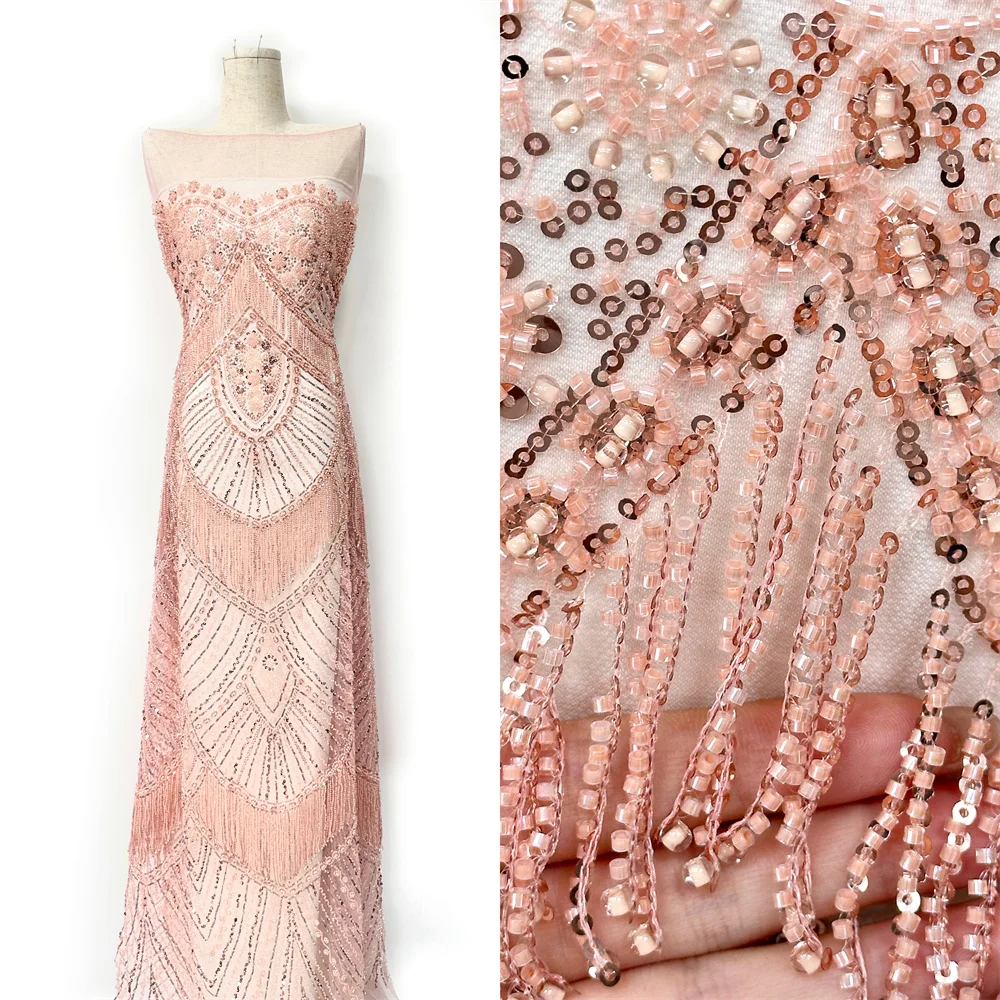 

Роскошная тяжелая 3D кружевная ткань с бисером, высокое качество, африканская вышивка, блестки, бисер, тюль, кружевная ткань для вечернего платья