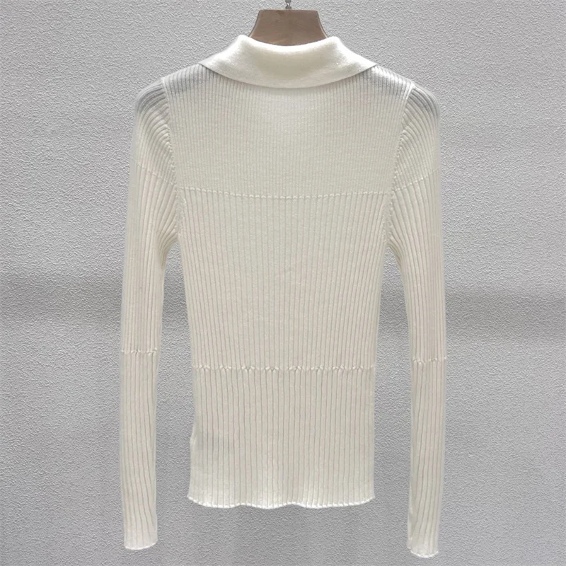 Picture 3: cardigan for women New elastic knitted lapel long sleeved top for autumn 2026 Single breasted slim fit women's sweater knitwear
