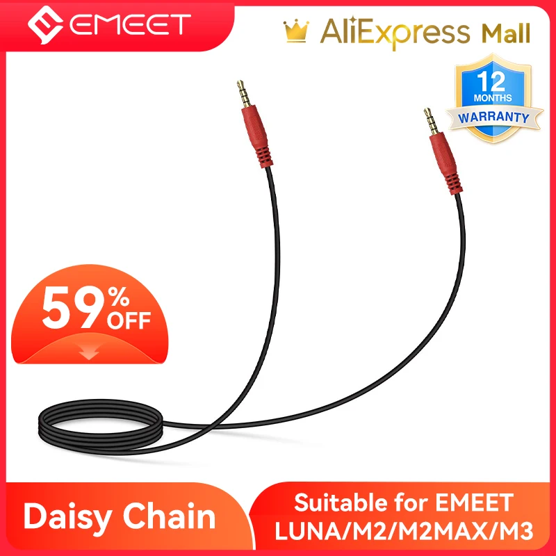 EMEET Daisy Chain Cable 3.5 mm Male to Male Stereo Audio Aux Cable, use for Luna/M220/M2/M2 MAX/Luna Lite Speakerphone