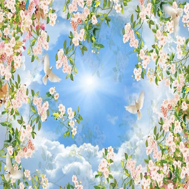 MU8467 Carta da parati fotografica Pastorale Piuma Fiori floreali Arte della parete Carta da parati Soggiorno TV Sfondo Camera da letto Decorazioni per la casa