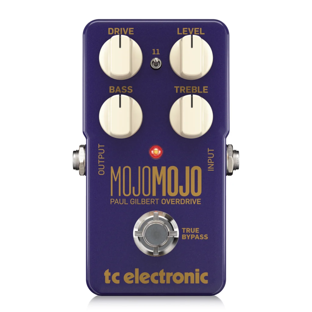 TC electronic MOJO PAUL GILBERT-EDITION Overdrive Pedal with 4-knob interface enables extensive tonal tweaking