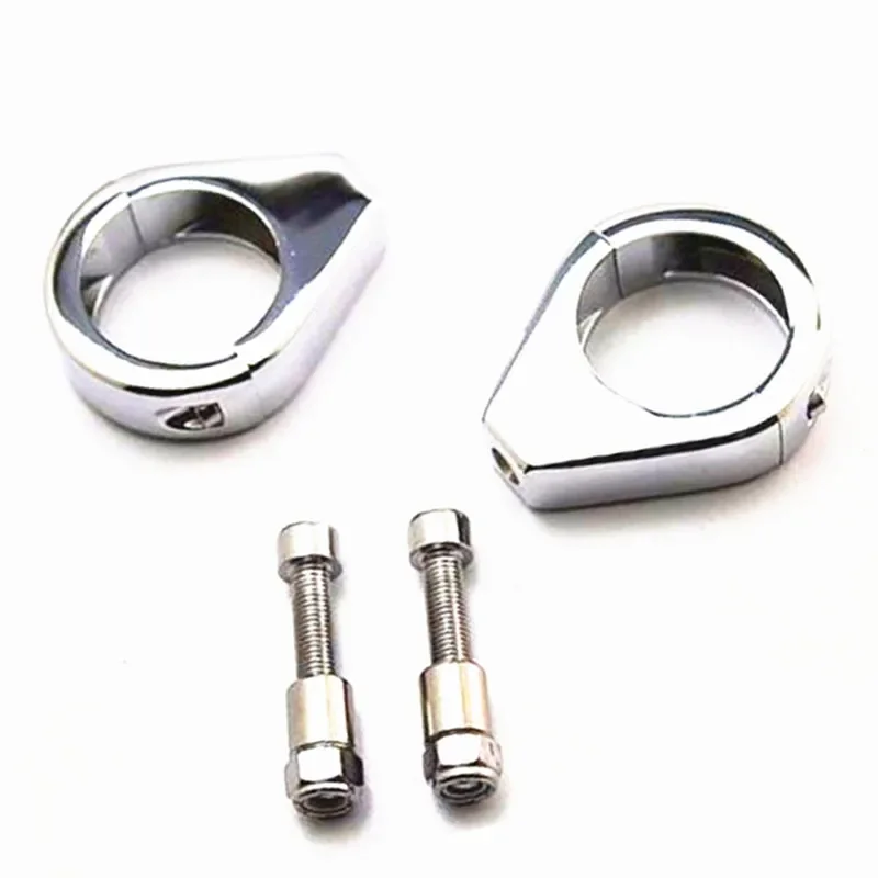 Chrome Fork Turn Signal 41mm Clamp Mount for Harley Honda Kawasaki Yamaha Suzuki